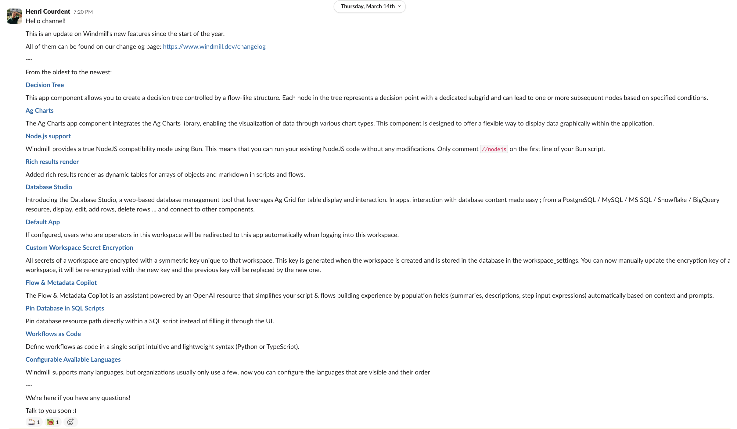 Slack message Slack message